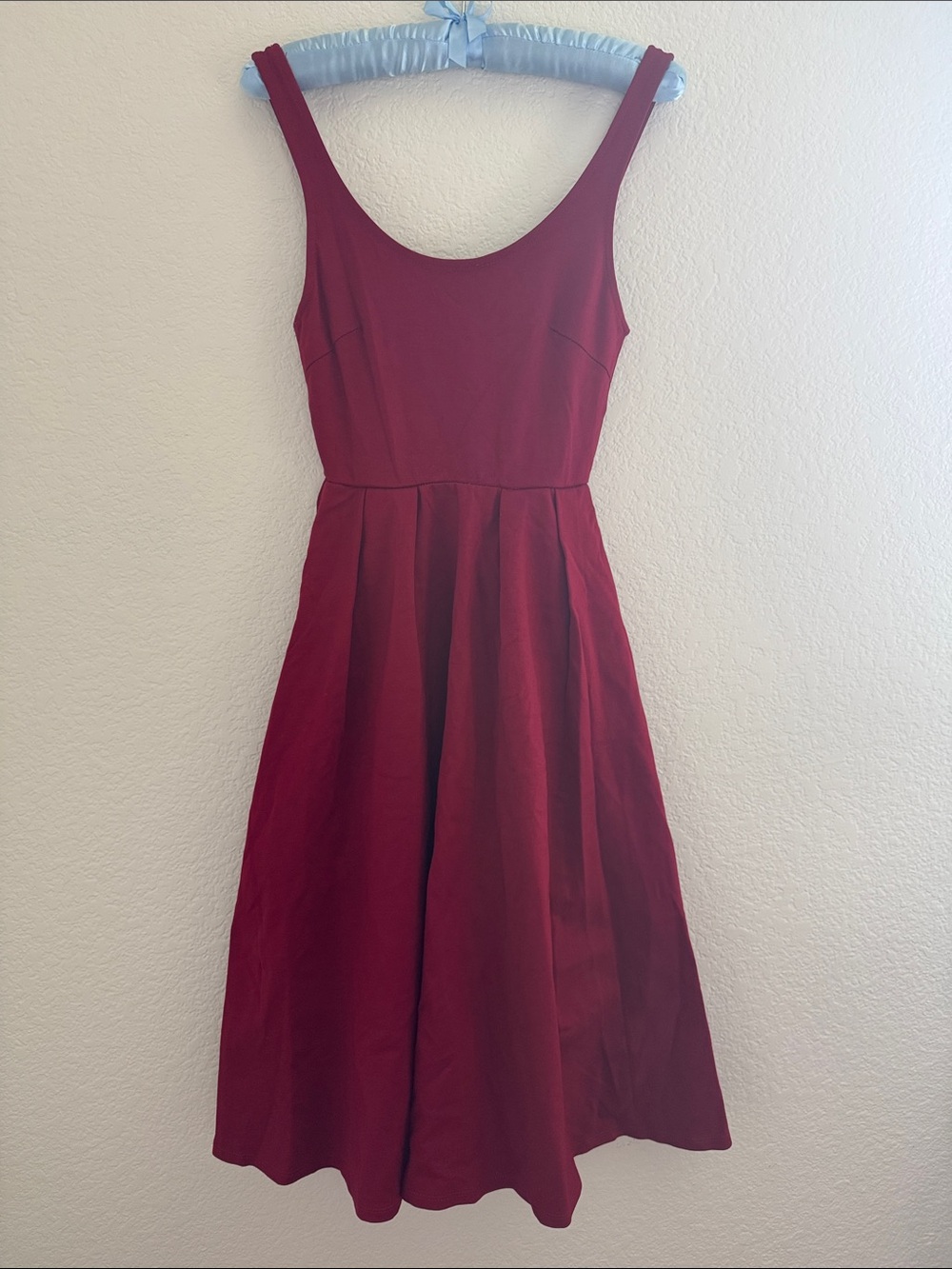 Sleeveless Midi Fit-and-Flare Dress in Deep Burgundy